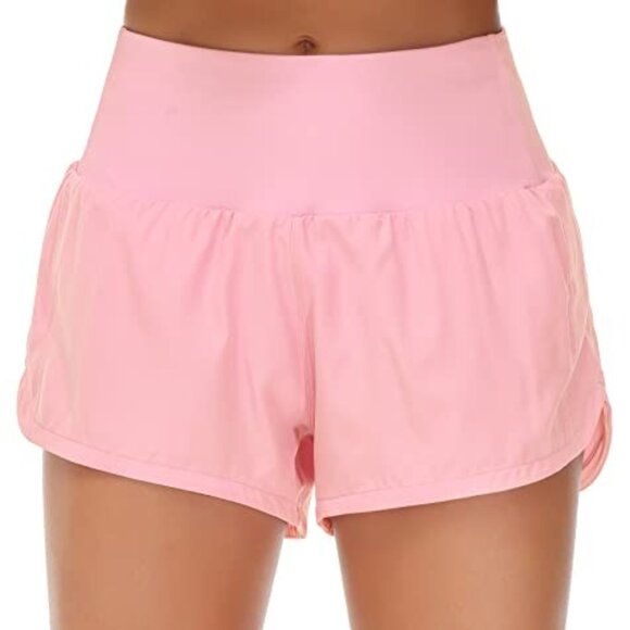 GYM Rainbow Women's High Waisted Running Shorts NWOT size Medium Pink - Picture 11 of 12